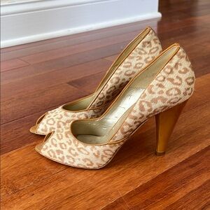 Leopard Print Peep Toe Heels